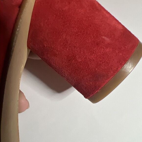 Vince Camuto Red Heeled Sandals Womens 6M Red Suede Studded Slip On Open Toe New - Picture 12 of 12